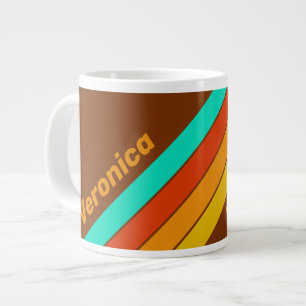 Forest Floor Fog Stripes with Name Large Coffee Mug