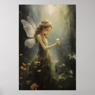 Forest floral fairy, sage green cottagecore print