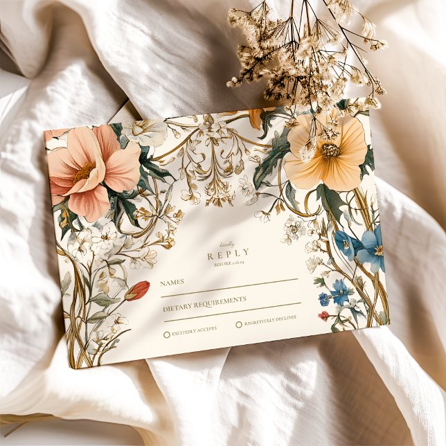 Forest Floral Fern Wedding RSVP Card (Creator Uploaded)