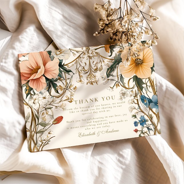 Forest Floral Fern Wedding Thank You Card (Creator Uploaded)