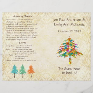 Forest Floral Pine Tree Wedding Program
