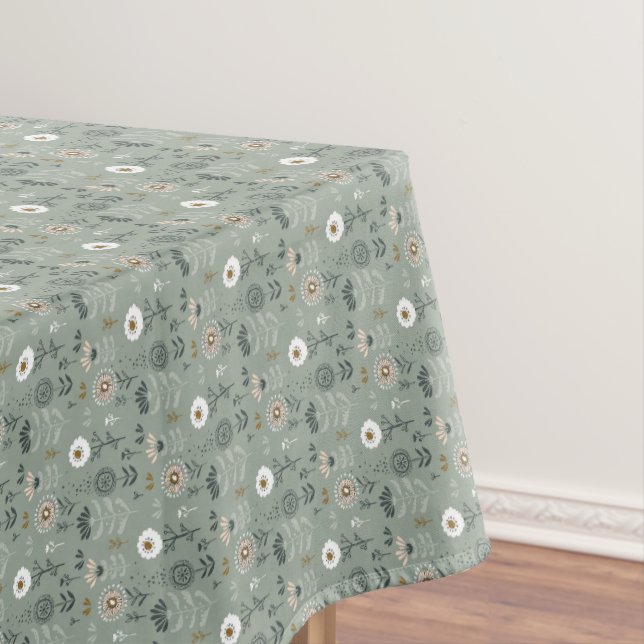 Forest Floral Sage Green Tablecloth (In Situ)