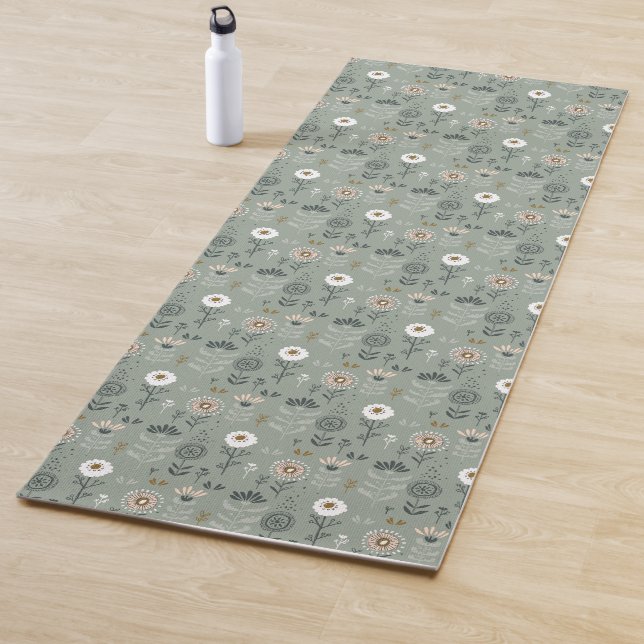 Forest Floral Sage Green Yoga Mat (In Situ)