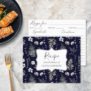 Forest Flower Leaves Floral Botanical Recipe Card
