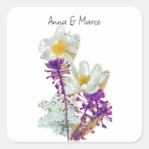Forest flowers square sticker