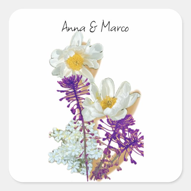 Forest flowers square sticker (Front)