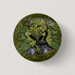 Forest foliage Dragon~Button 3 Cm Round Badge