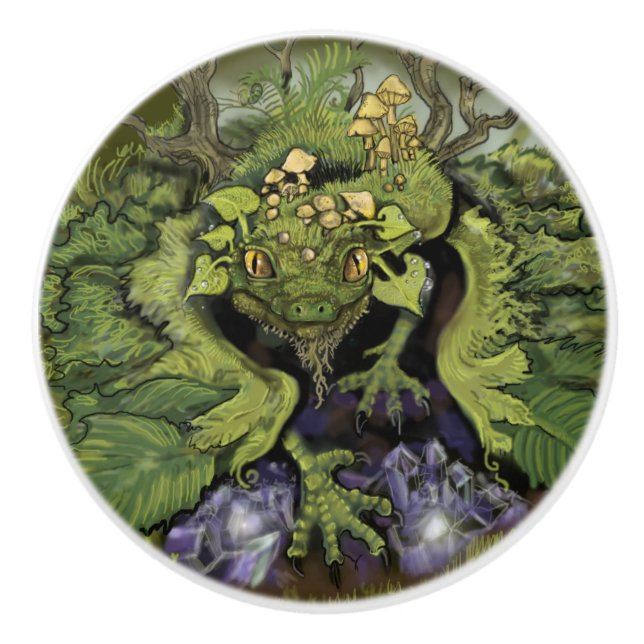 Forest foliage Dragon~ Ceramic Knob (Front)