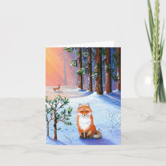 Forest Fox Christmas Creationarts Holiday Card (Front)
