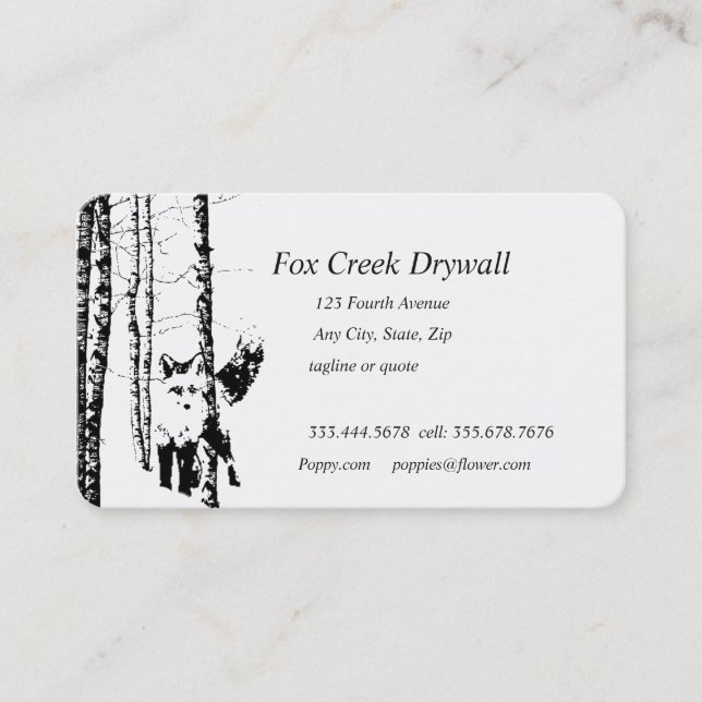 Forest Fox Creek Drywall Custom Business Card (Front)