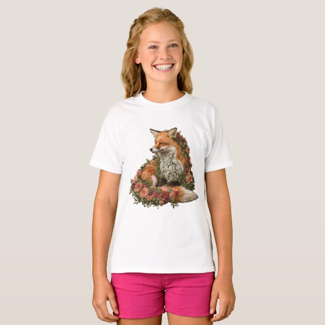 Forest Fox embroidered Puzzle T-Shirt (Front Full)