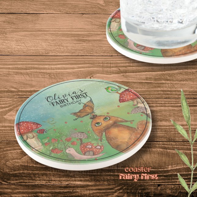 Forest Fox , Snail Fairy First Birthday Coaster (Forest Fox , Snail Fairy First Birthday Coaster)