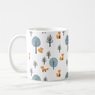 Forest Foxes: Vintage White Background Coffee Mug