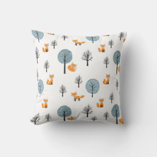 Forest Foxes: Vintage White Background Cushion