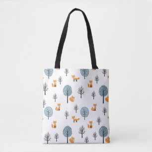 Forest Foxes: Vintage White Background Tote Bag