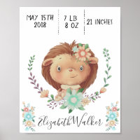 forest friend baby hedgehog birth stats monogram