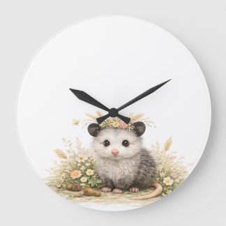Forest friend woodland opossum  large clock
