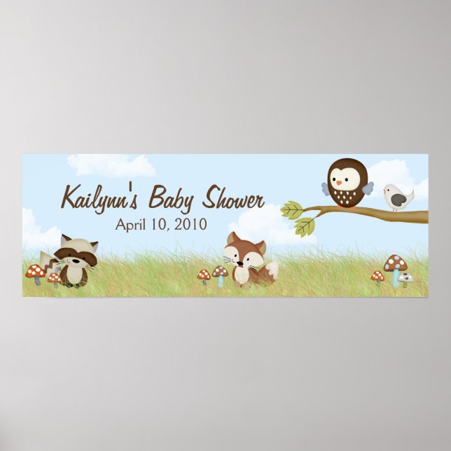 Forest Friends Baby Shower Banner Poster (Front)
