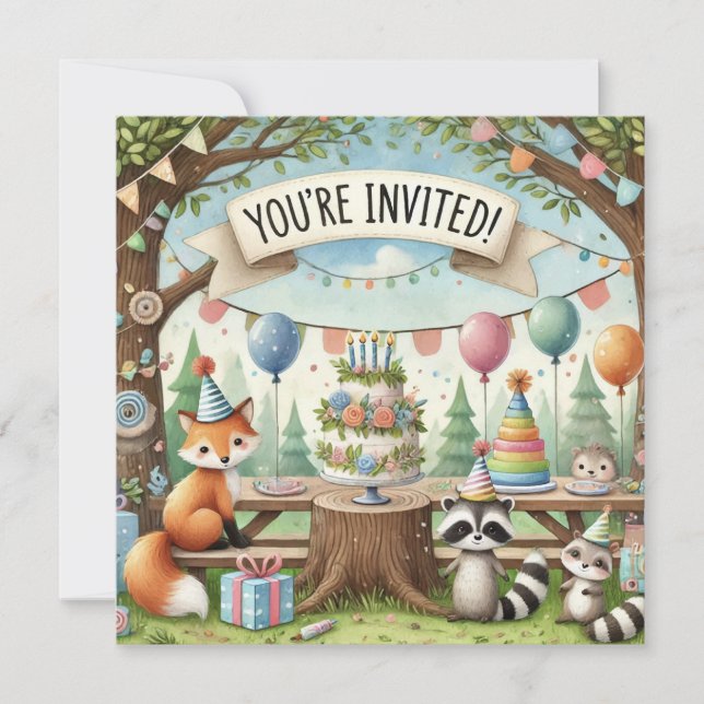 FOREST FRIENDS BIRTHDAY INVITATION (Front)