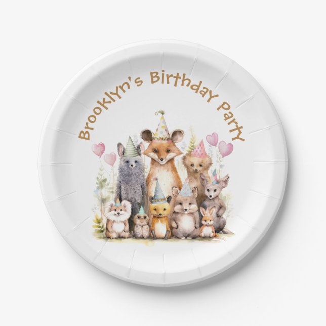 Forest Friends Birthday Party Paper Plate (Front)