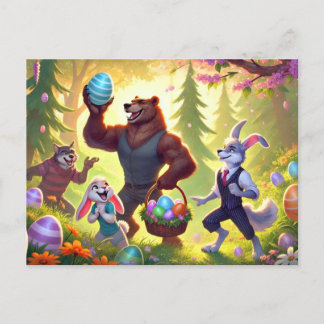 Forest Friends’ Easter Egg Celebration Holiday Postcard