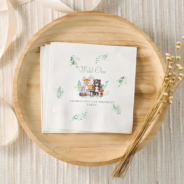 Forest Friends first birthday  Napkin (Creator Uploaded)