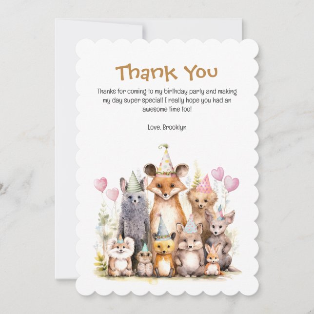 Forest Friends Flat Thank You Card (Front)