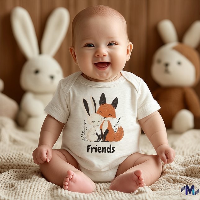 Forest Friends Fox & Rabbit - Cute Woodland Animal Baby Bodysuit (Creator Uploaded)
