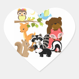Forest Friends Heart Sticker