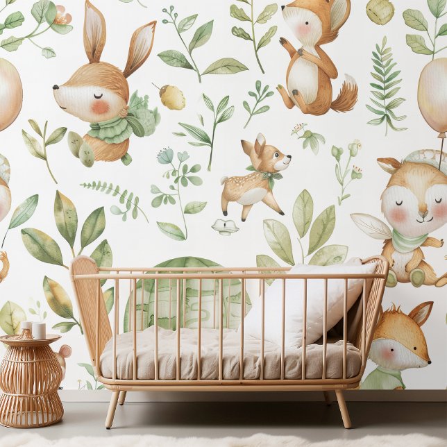 Forest Friends Watercolor Nursery Pattern  Wallpaper (Creator Uploaded)