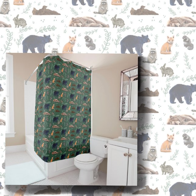 Forest Friends Wild Animals Shower Curtain (Creator Uploaded)