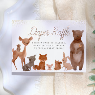 Forest Friends Woodland Baby Shower Diaper Raffle Enclosure Card