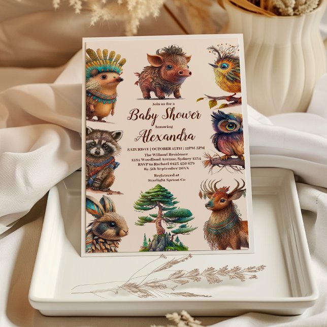 Forest Friends & Woodland Greenery Baby Shower Invitation (Creator Uploaded)