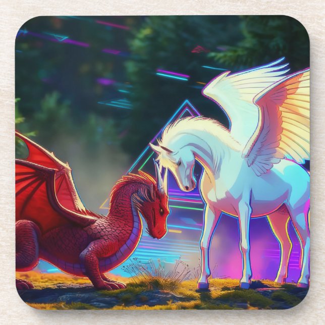 Forest Friends - Young Dragon and Young Pegasus Coaster (Front)