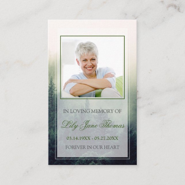 Forest Funeral Prayer Card, Memorial Prayer Card (Front)