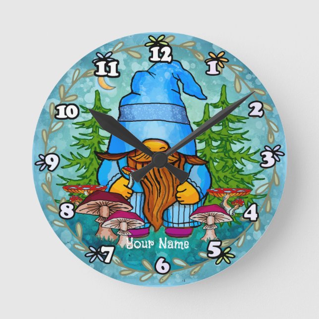 Forest Gnome  Round Clock (Front)