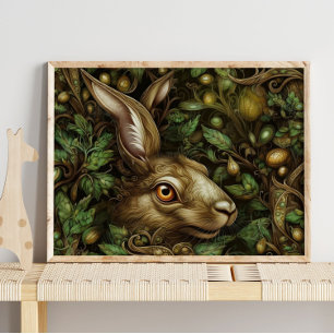 Forest Gold Bunny Animal   Gold Bunny Wall Print