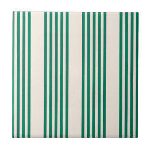 Forest green and beige five stripes pattern tile