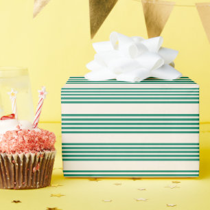 Forest green and beige five stripes pattern wrapping paper