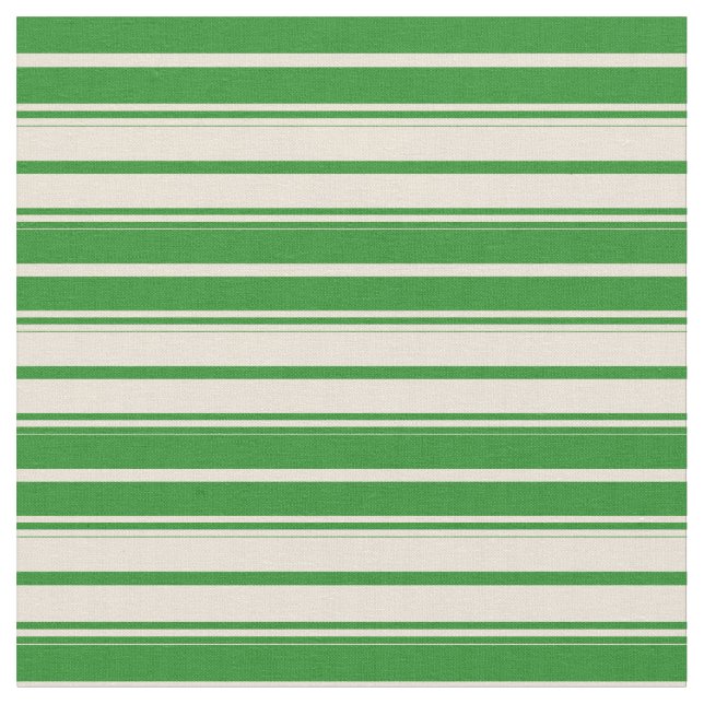 Forest Green and Bisque Lined/Striped Pattern Fabric (Close Up)