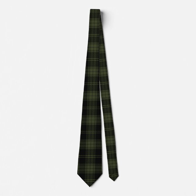 Forest Green and Black - Tartan Plaid Pattern  Tie (Front)