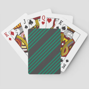 Forest green and charcoal fives stripe pattern playing cards