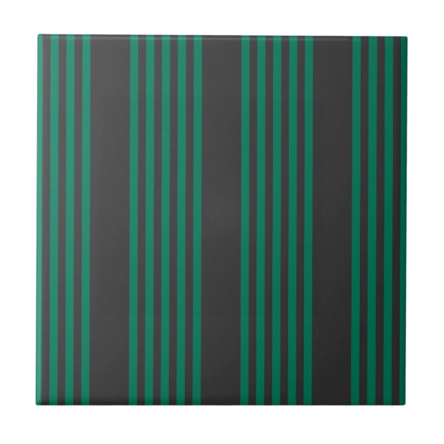 Forest green and charcoal fives stripe pattern tile (Front)