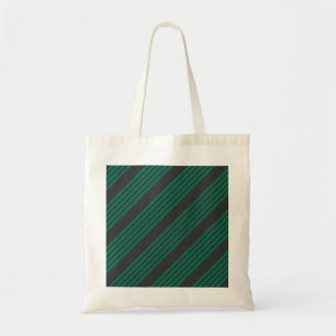 Forest green and charcoal fives stripe pattern tote bag