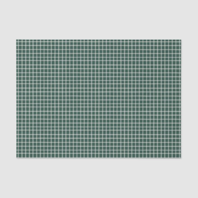 Forest Green and Cream Plaid Rustic Tissue Paper (Front)