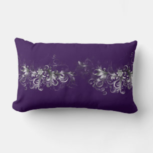 Forest Green and Elegant Silver Lumbar Cushion