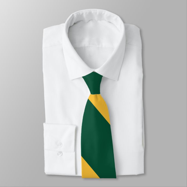 Forest Green and Gold Broad University Stripe Tie (Tied)