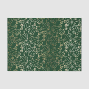 Forest Green and Gold Ivy Leaf Floral Pattern Tissue Paper