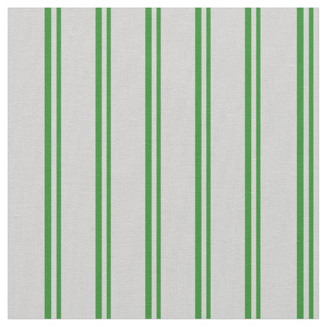 Forest Green and Light Grey Striped Pattern Fabric (Close Up)