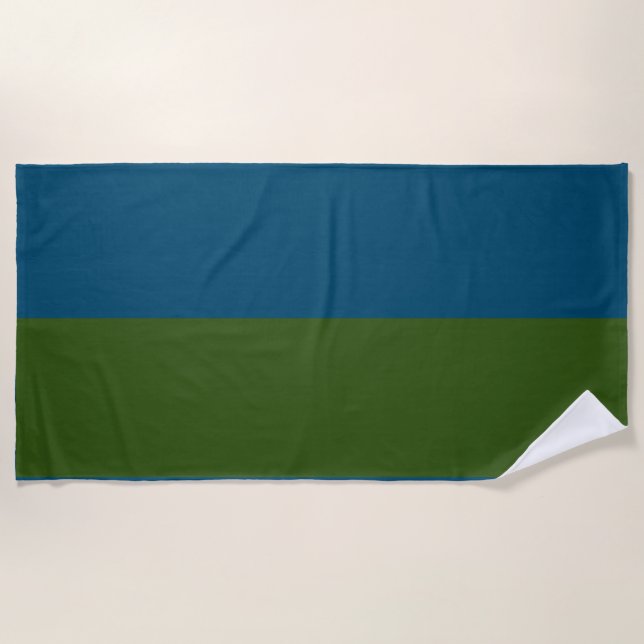 Forest Green and Navy Blue Beach Towel (Front)
